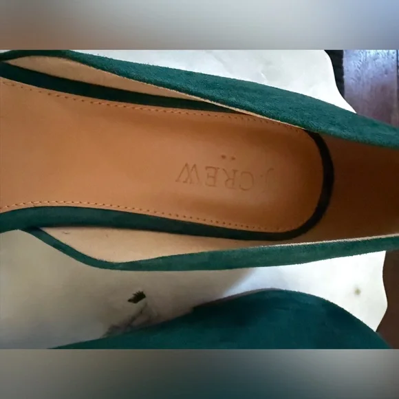 J. Crew Green Suede Flats with D'Orsay Design - Picture 2 of 3